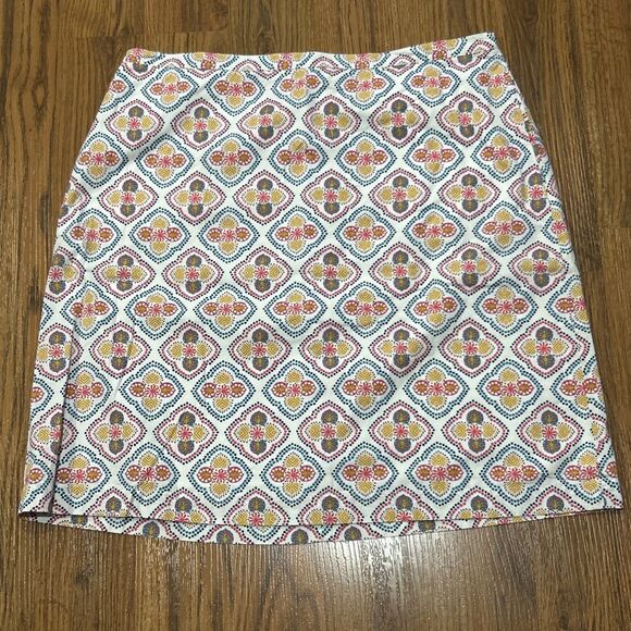 Boden Skirt Womens 14 Petite Knee Length Floral Geometric Lined Cotton Pockets - Picture 2 of 10